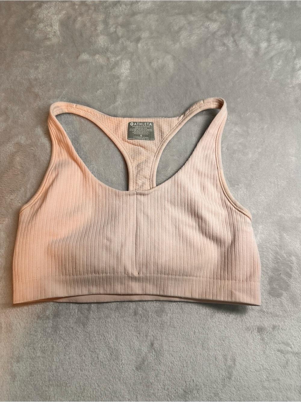 Athleta Ribbed Blush Pink Racerback Sports Bra